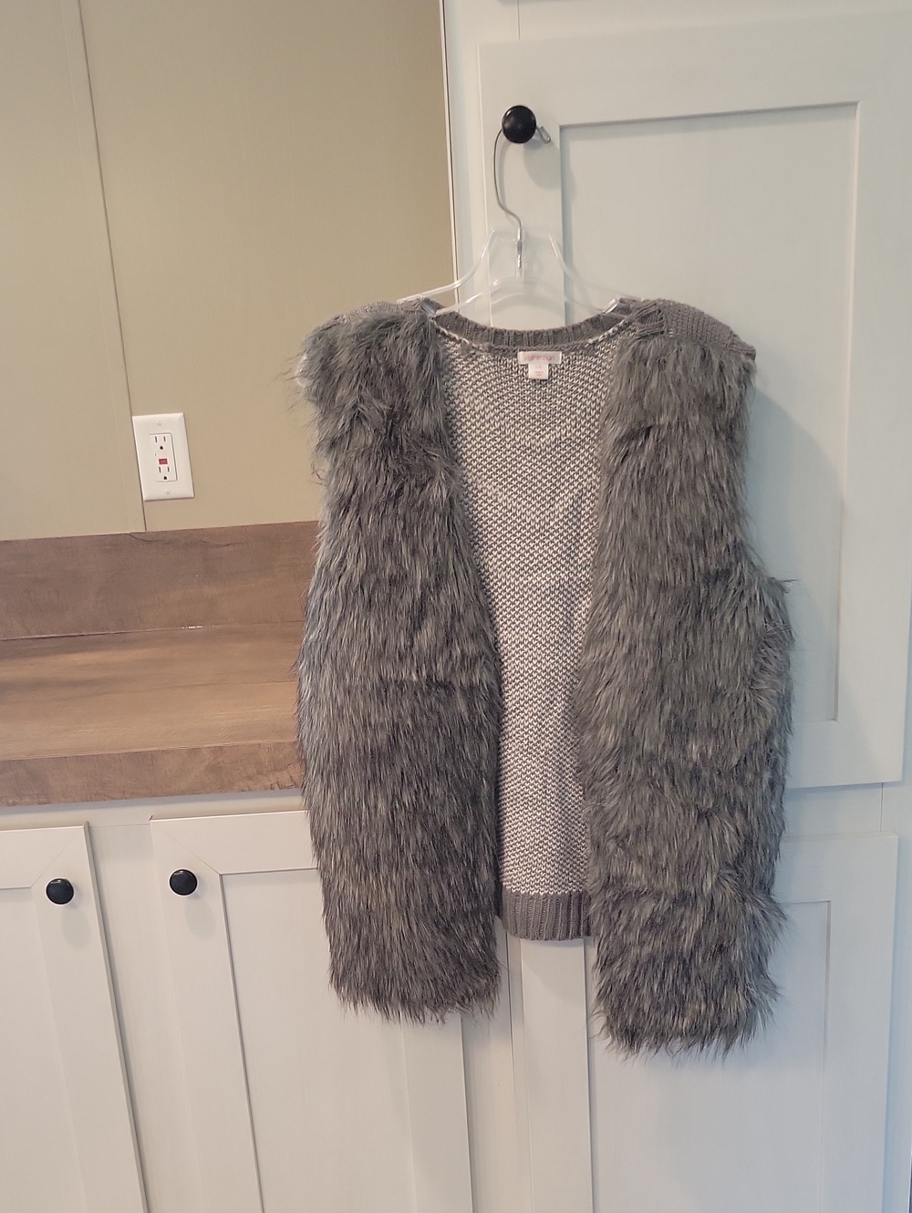 Xhilaration Gray Faux Fur Open-Front Vest